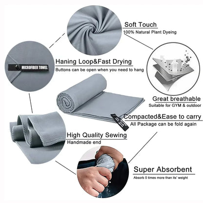 Quick-Drying Bath Towel Microfiber Bathroom Towel With Portable Bag Highly Absorbent & Fast Drying for the Body After Bathing