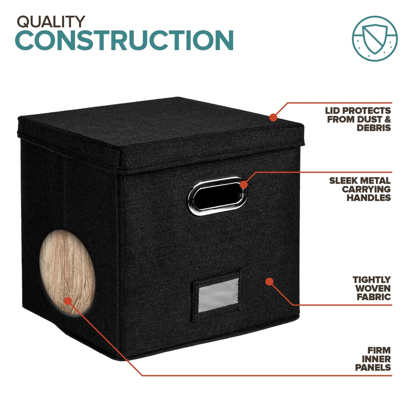 Vinyl Record Storage Box for up to 50+ 12-Inch Albums, Records Crate, LP Album Storage, Fabric Storage Boxes with Lids