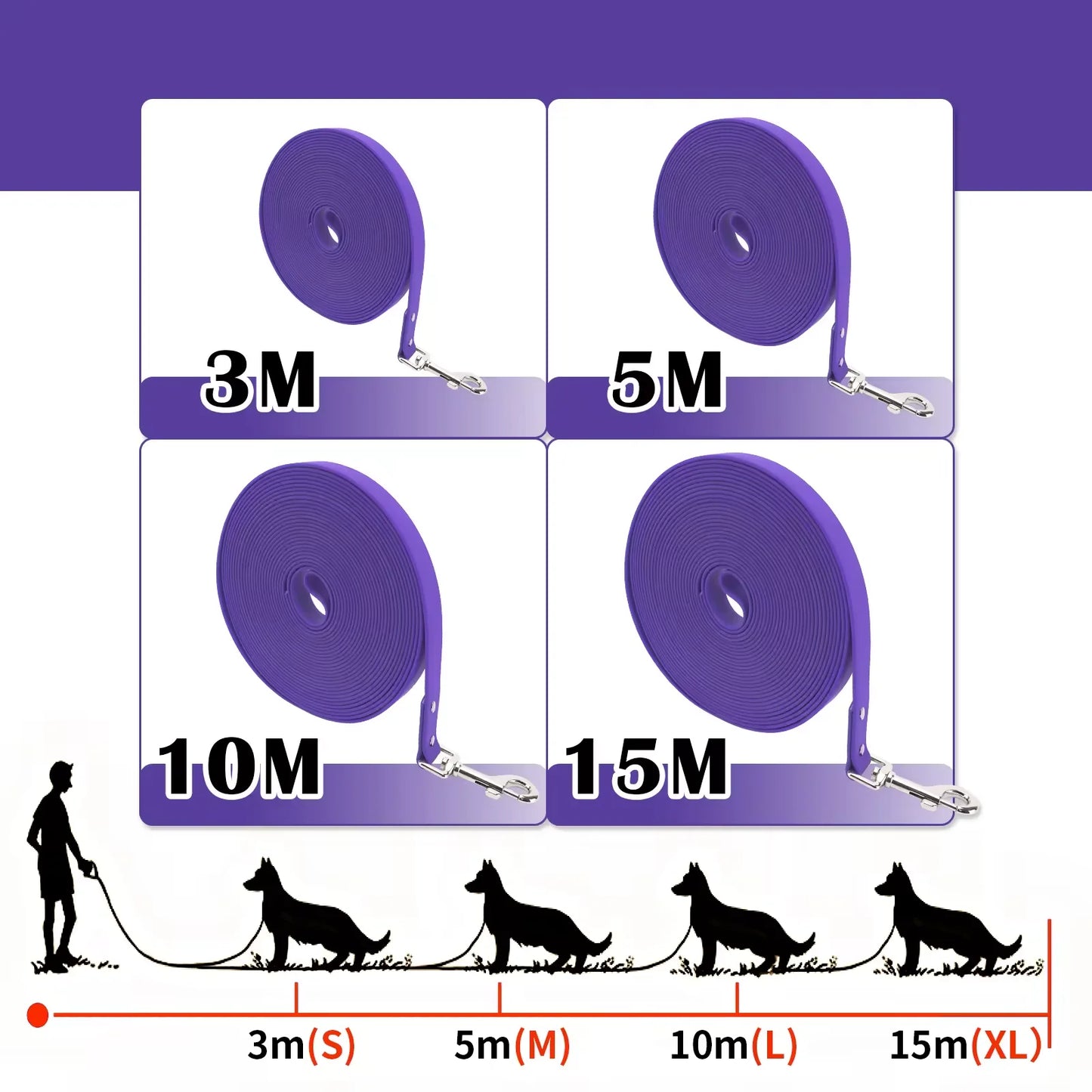 Waterproof PVC Dog Leash 3m 5m 10m 15m Long Strap Nylon Strong Dog Training Leash Walking Anti Fouling Dog Rope 10 Meters Lead
