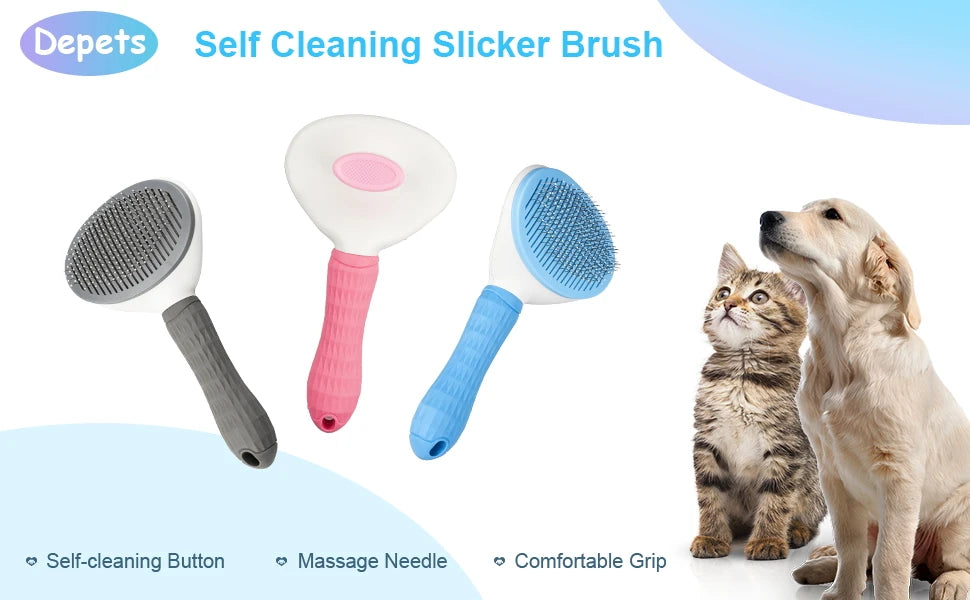 Pet Dog Brush Cat Comb Self Cleaning Pet Hair Remover Brush For Dogs Cats Grooming Tools Pets Dematting Comb Dogs Accessories