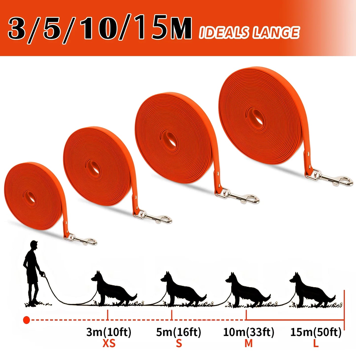Waterproof PVC Dog Leash 3m 5m 10m 15m Long Strap Nylon Strong Dog Training Leash Walking Anti Fouling Dog Rope 10 Meters Lead
