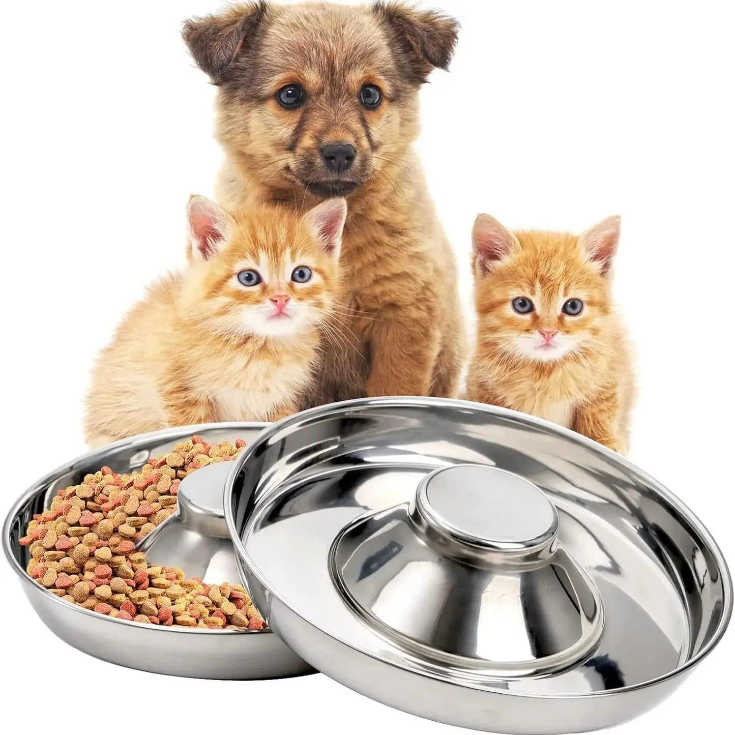 Stainless Steel Dog Slow Feeder Bowl Puppy Litter Food Feeding Dish Weaning Water Bowl Pets Feeder Bowl and Water