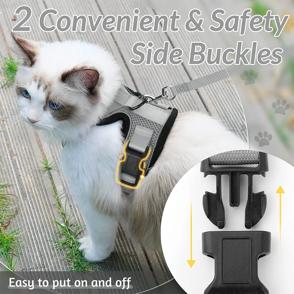 Cat Harness Lead Leash Set Adjustable Reflective Escape Proof Pet Mesh Vest Harness Puppy Dog Collar Small Dog Cat Pet Supplies