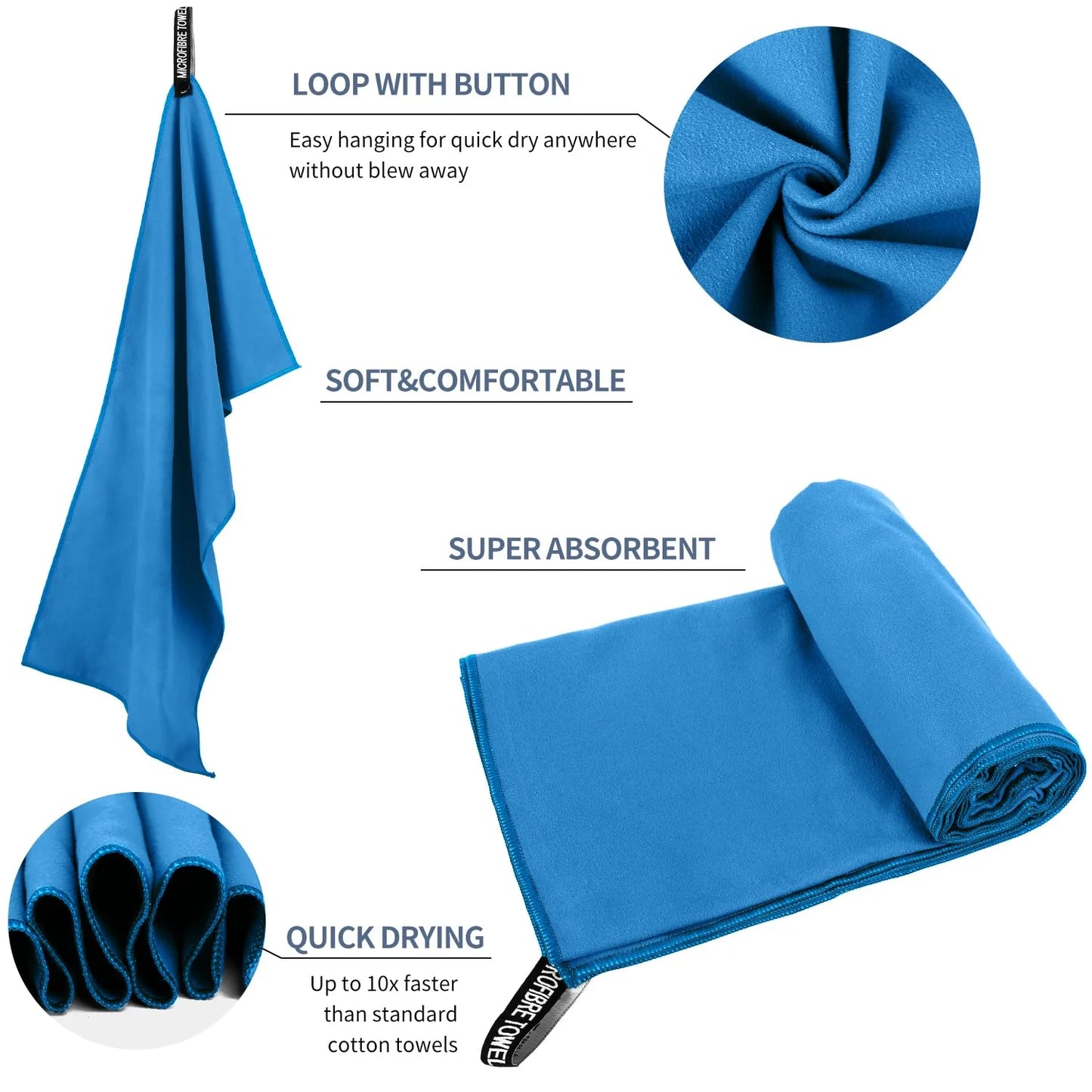 Quick-Drying Bath Towel 40x80/80x160CM Blue Grey Green Orange Strong Absorbent Microfiber Bathroom Washcloth Towels
