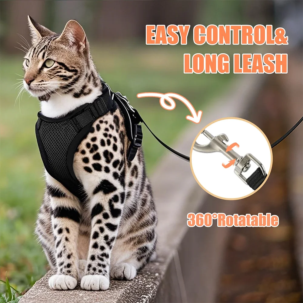 Cat Harness Lead Leash Set Adjustable Reflective Escape Proof Pet Mesh Vest Harness Puppy Dog Collar Small Dog Cat Pet Supplies